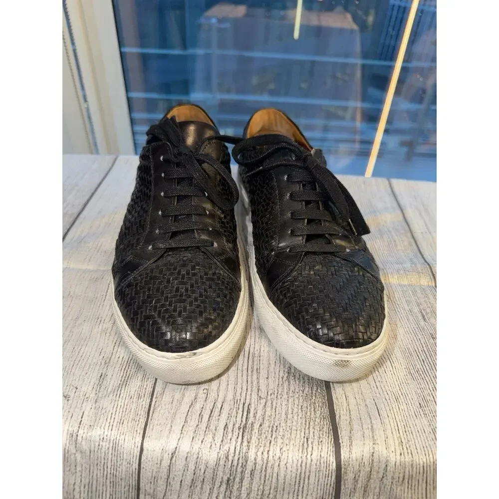 TAFT Sneaker Black Woven Leather EU 42 Low Top Men's Casual Lace-up Sneaker - Picture 5 of 11